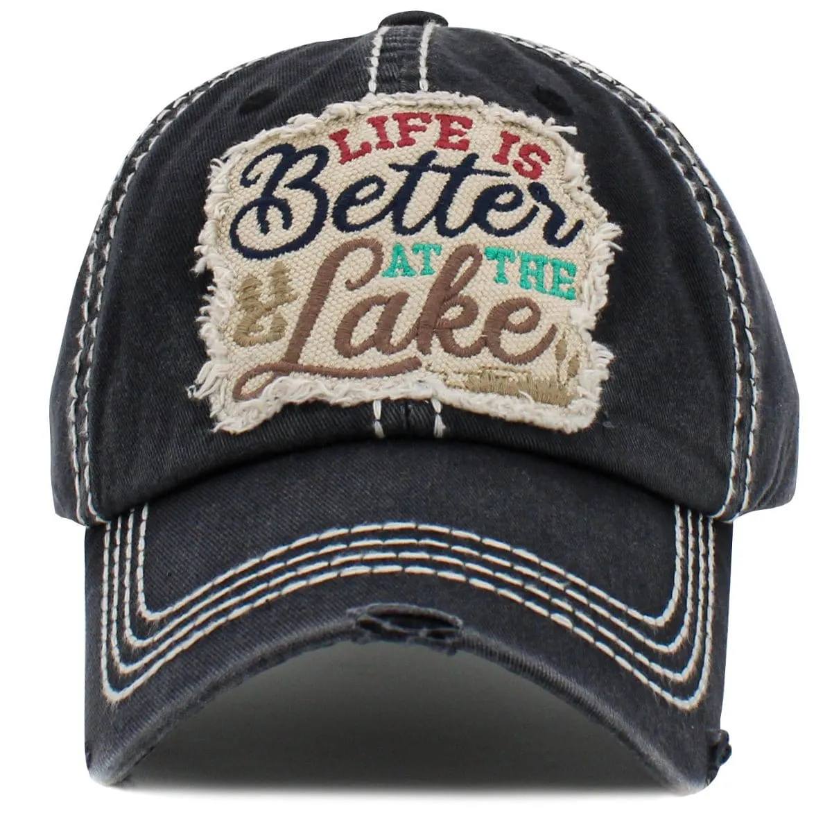 KBV1485'Life is Better on the Lake  '  Washed Vintage Ballcap