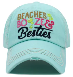 KBV1504 Beaches Booze Besties Washed Vintage Ballcap