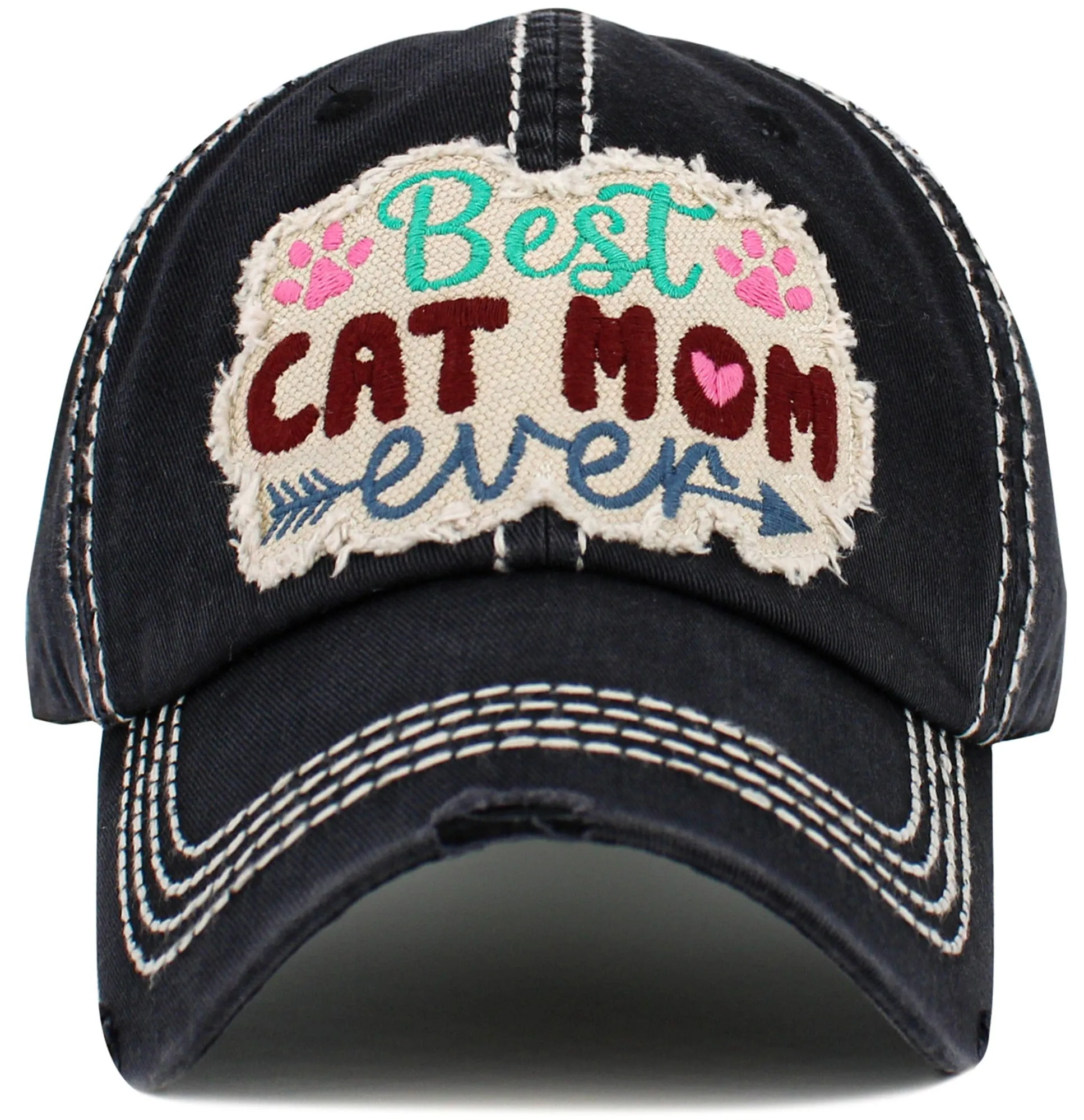 KBV1587 Best Cat Mom Ever Vintage Baseball Cap