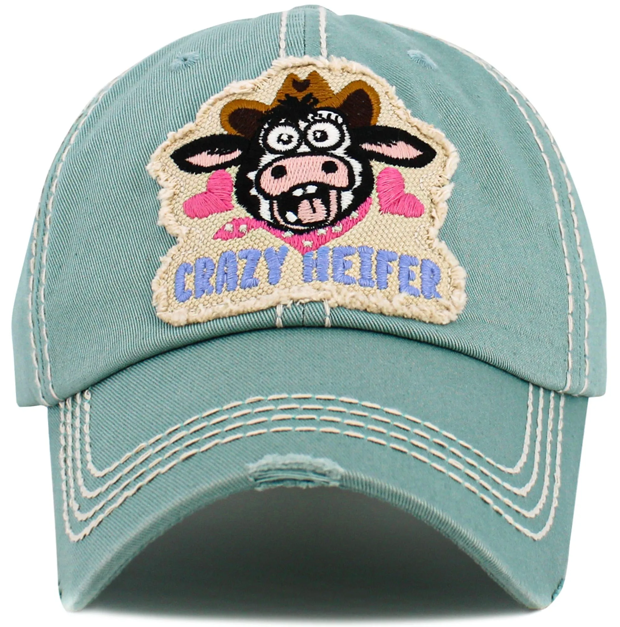 KBV1596 Crazy Heifer Vintage Baseball Cap