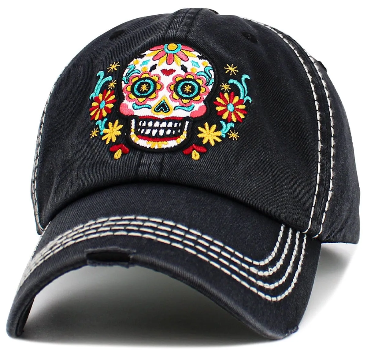 KBV1610 "Sugar Skull" Vintage Washed Baseball Cap