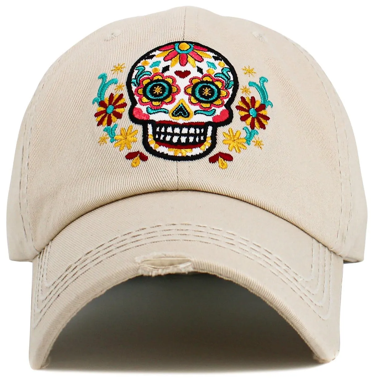 KBV1610 "Sugar Skull" Vintage Washed Baseball Cap