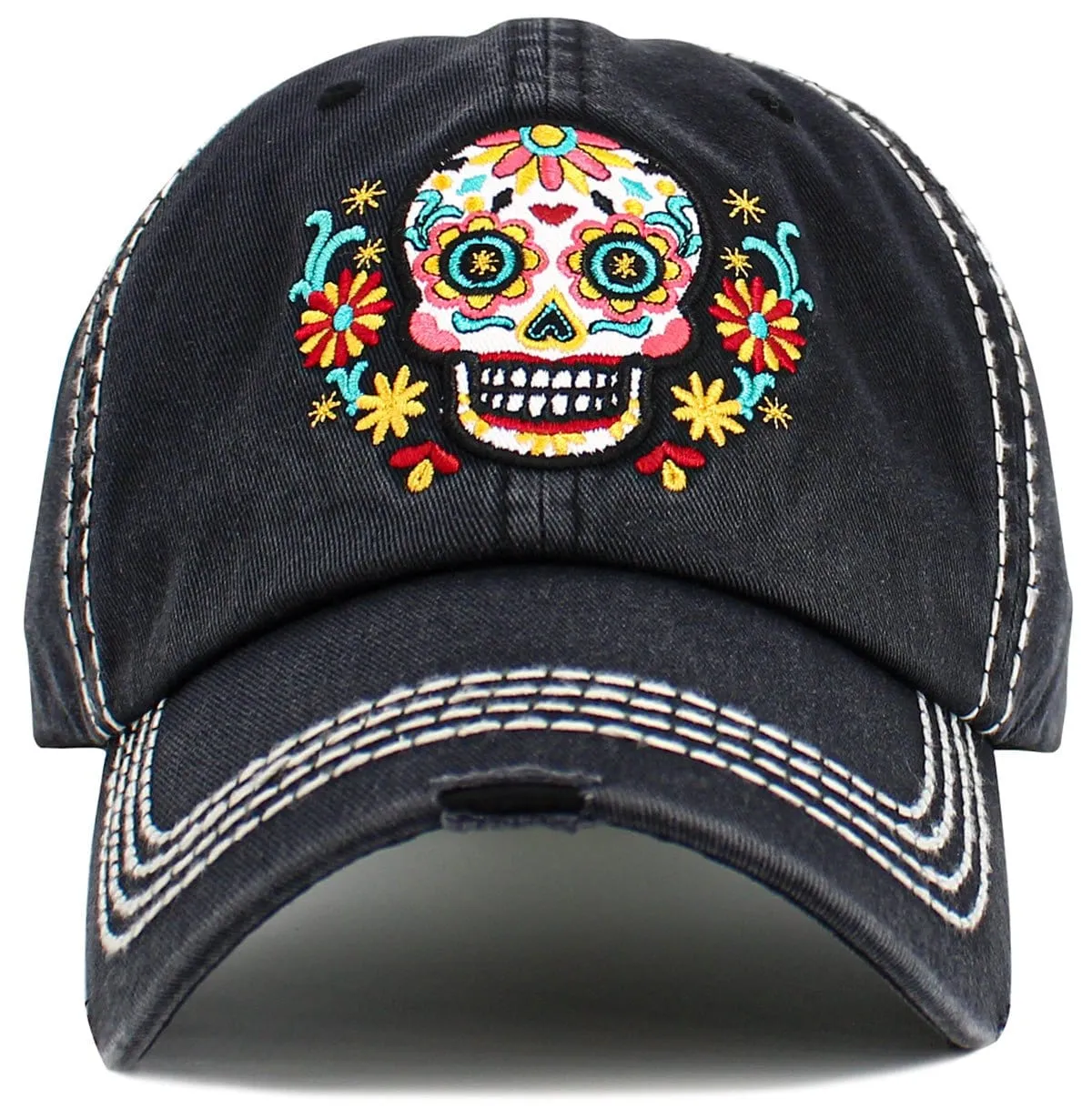 KBV1610 "Sugar Skull" Vintage Washed Baseball Cap