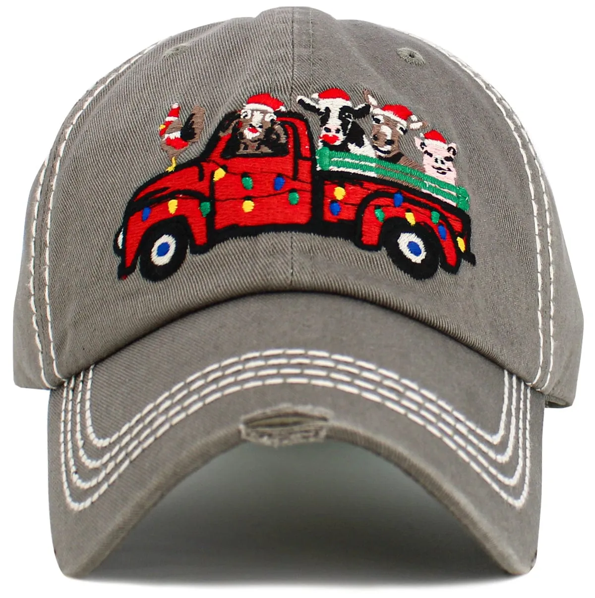 KBV1613 Christmas Animal Farm Truck Baseball Cap