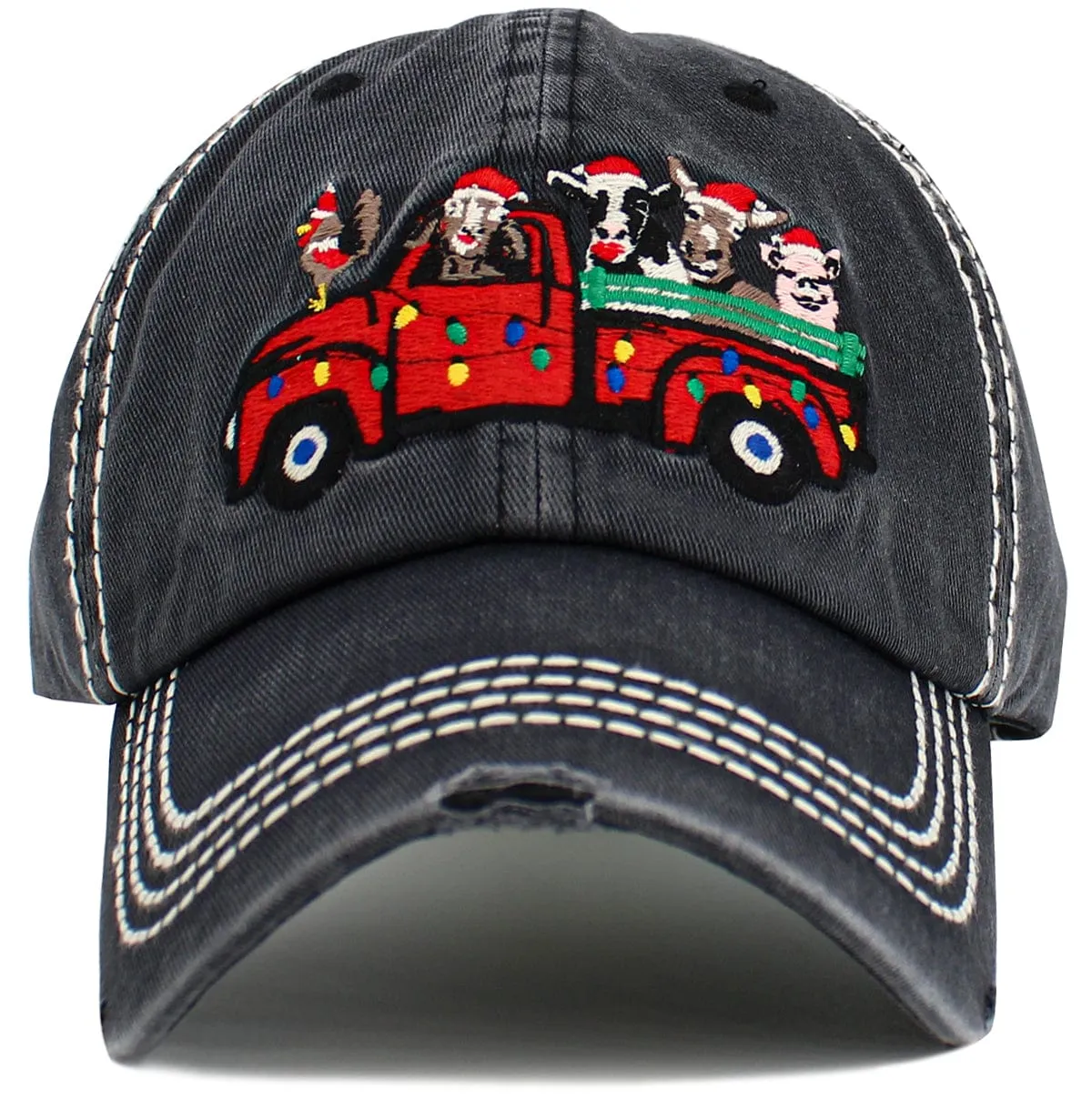 KBV1613 Christmas Animal Farm Truck Baseball Cap