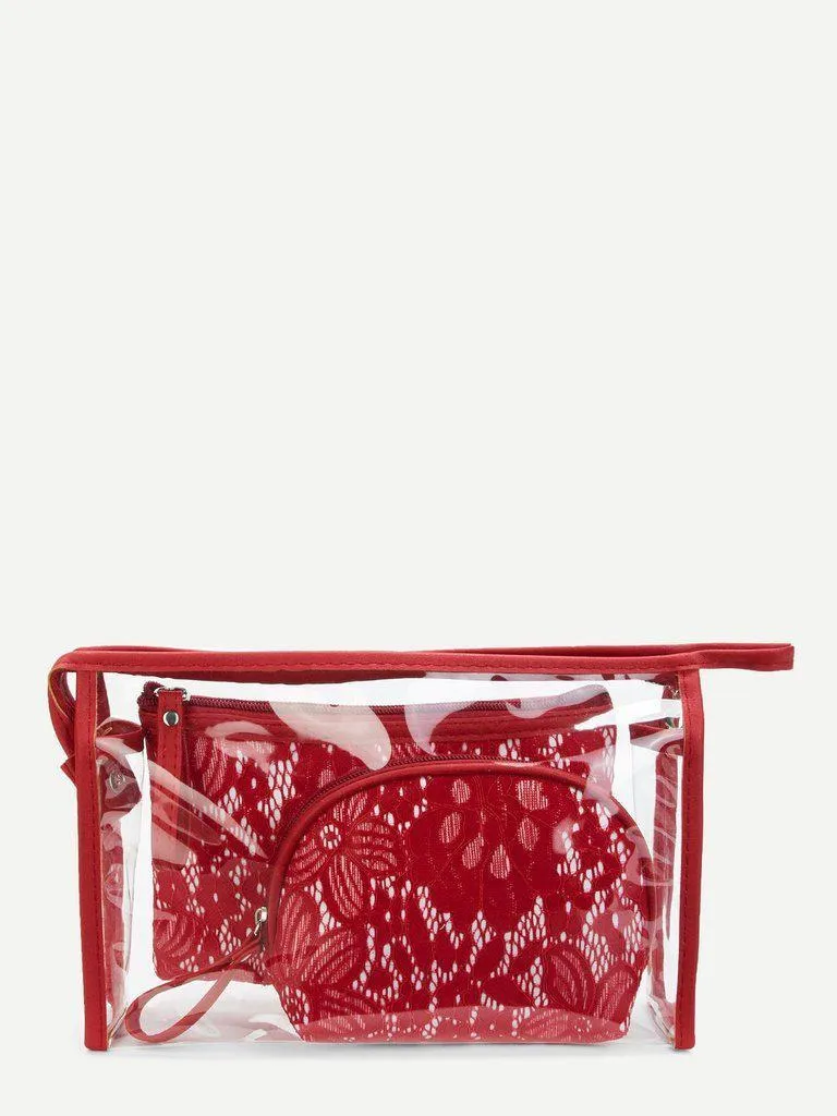 Lace Overlay Combination Makeup Bag