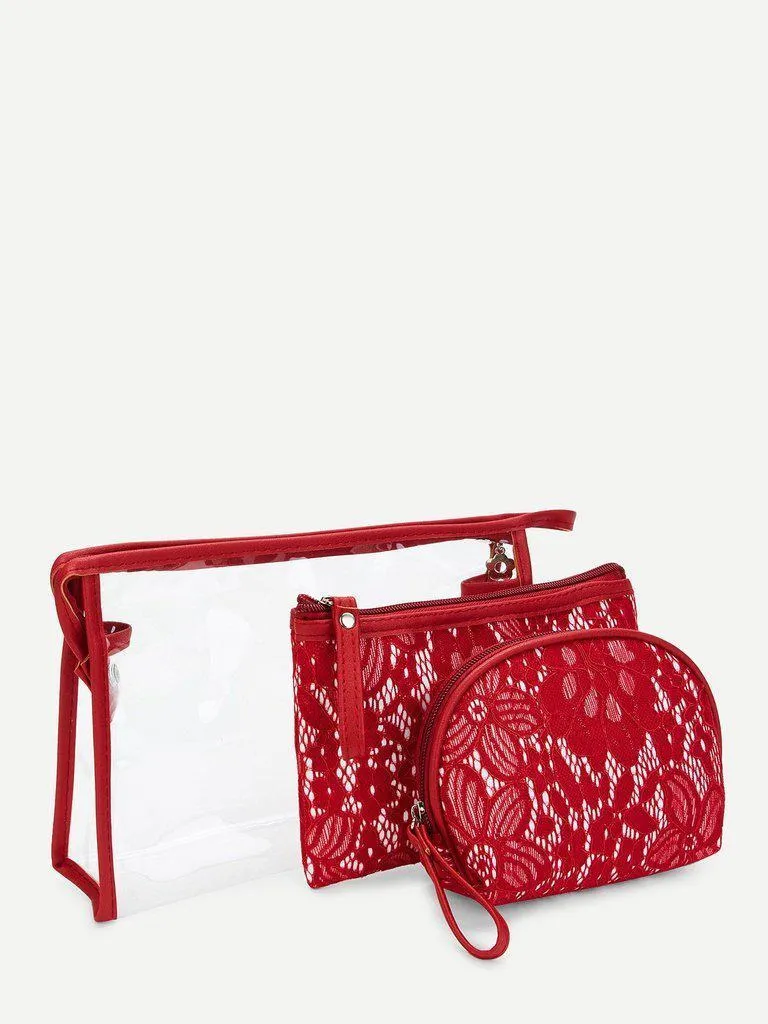 Lace Overlay Combination Makeup Bag