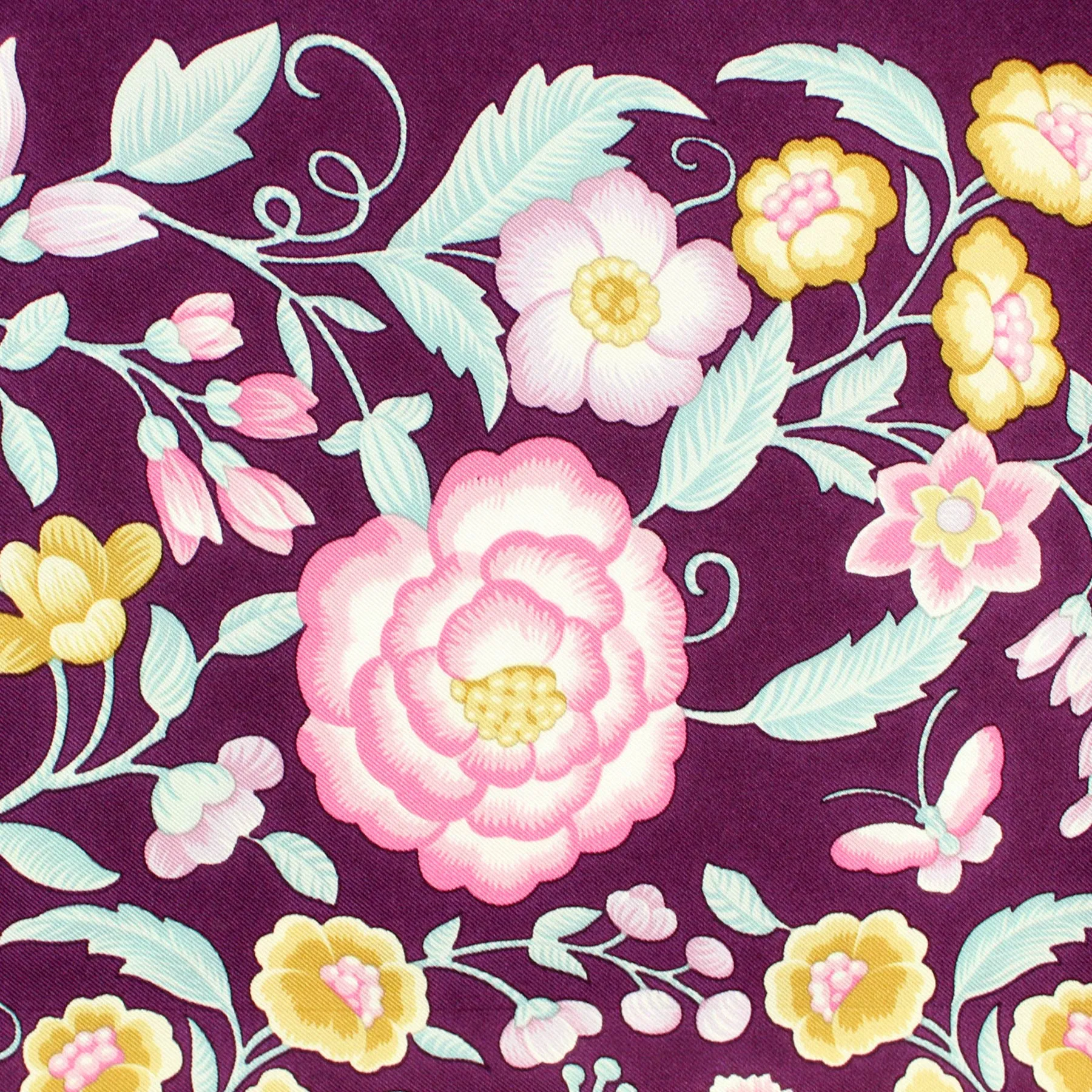 Loewe Scarf Purple Pink Floral - Twill Silk Square Foulard SALE