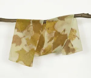 London Plane Leaf Print Silk Scarf, matte crepe de chine, 8" x 50"