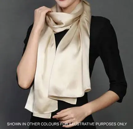 LONG PLAIN TAUPE SATIN SCARF SHAWL WRAP