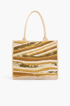 Luxe Gold Embellished Large Book Tote