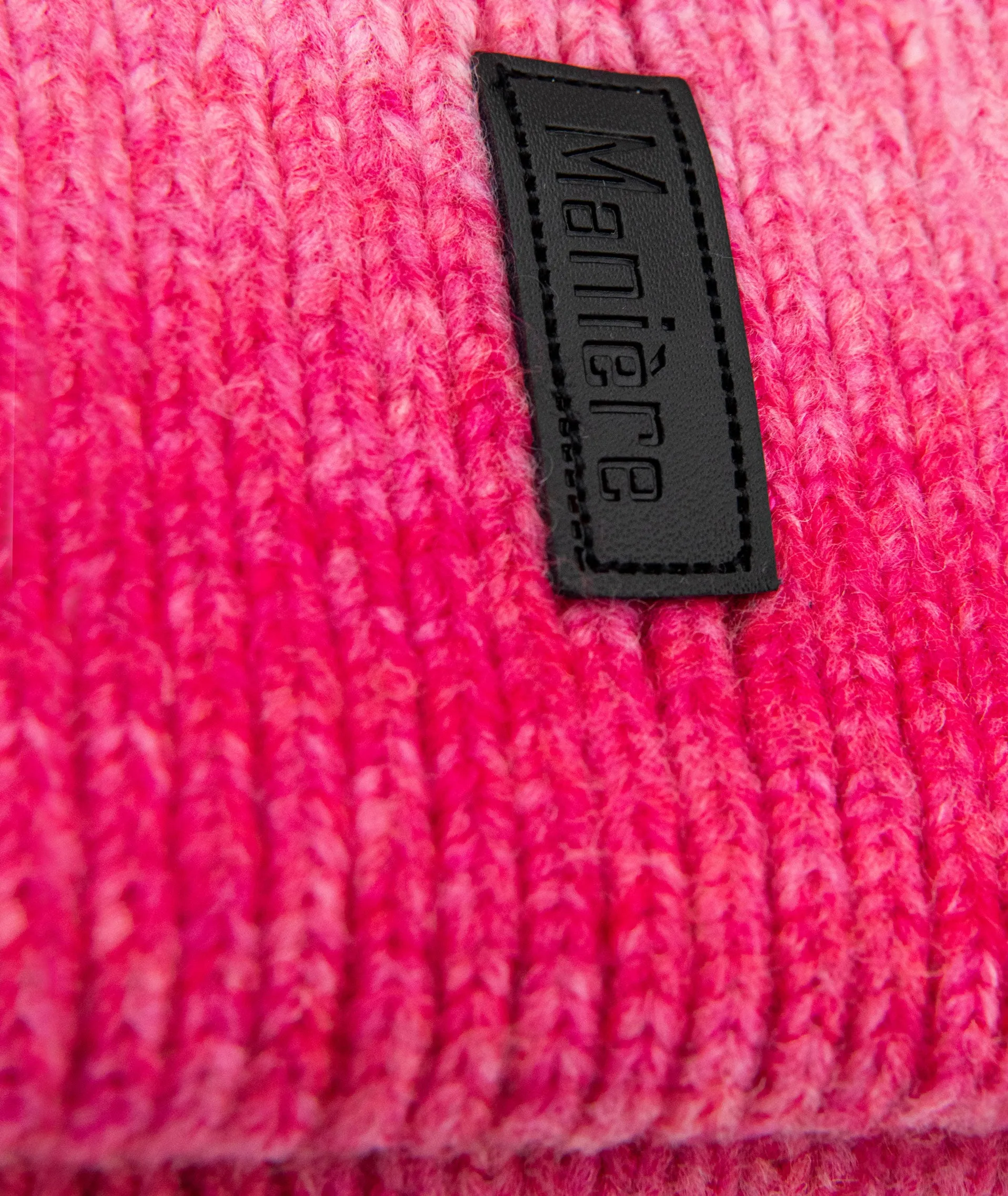 Maniere Pink Ombre Knit Hat With Rainbow Pom