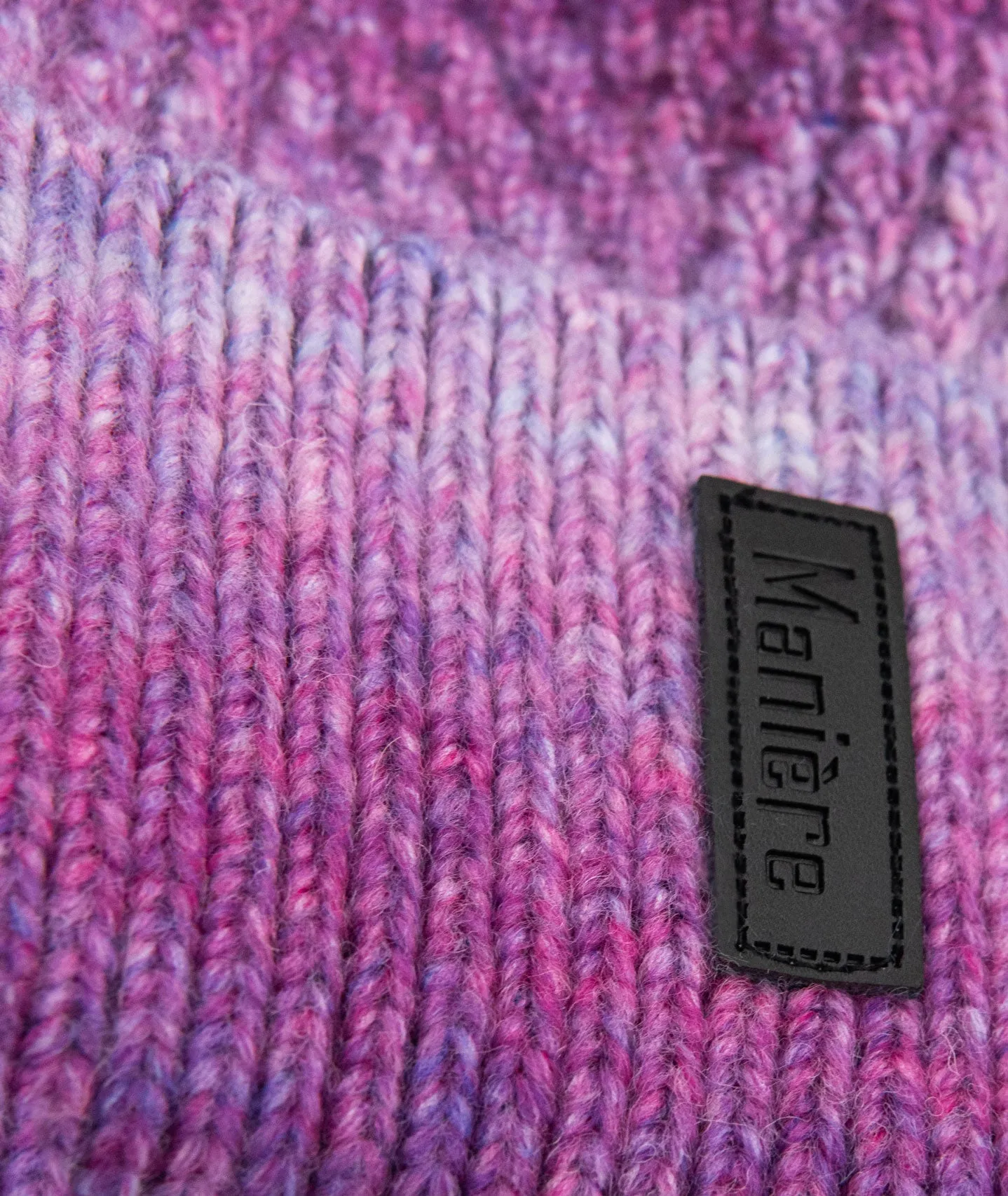 Maniere Purple Ombre Knit Hat With Natural Pom