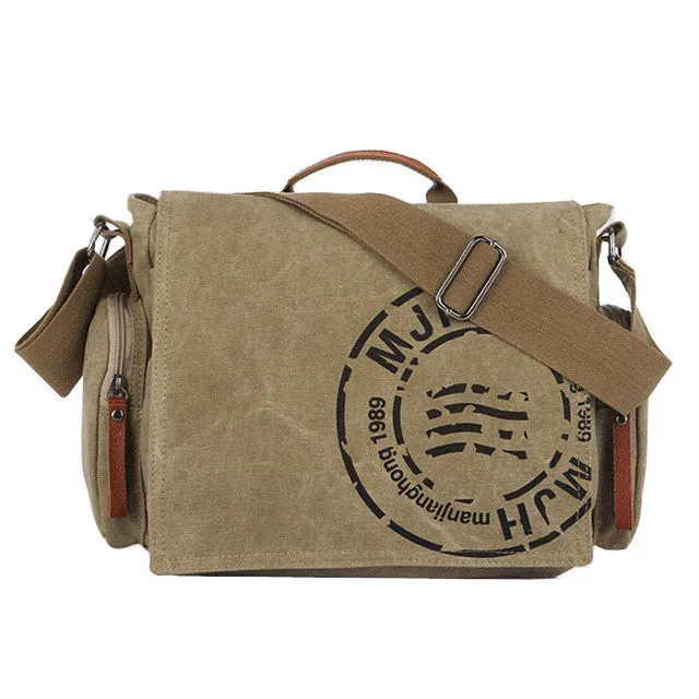 MANJIANGHONG Vintage Men's Messenger Bags Canvas Shoulder Bag Fashion Men Business Crossbody Bag Printing Travel Handbag 1124