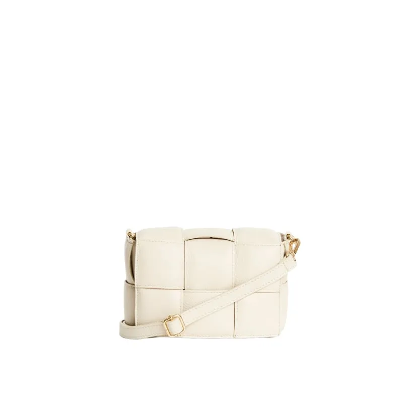 Margot Ivory Leather Woven Bag