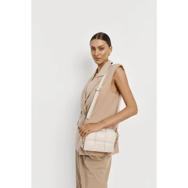 Margot Ivory Leather Woven Bag