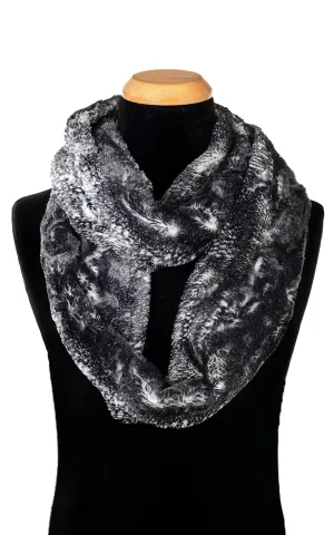 Men's Infinity Scarf - Luxury Faux Fur in Black Mamba