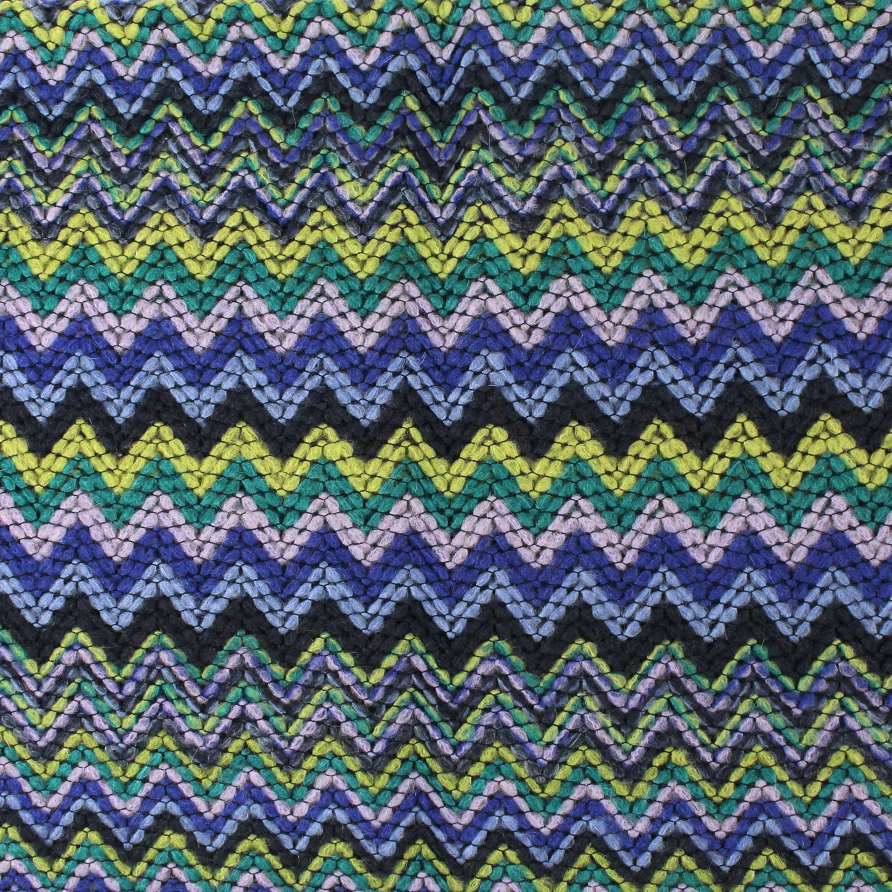 Missoni Scarf Blue Lilac Green Herringbone Design - Designer Shawl