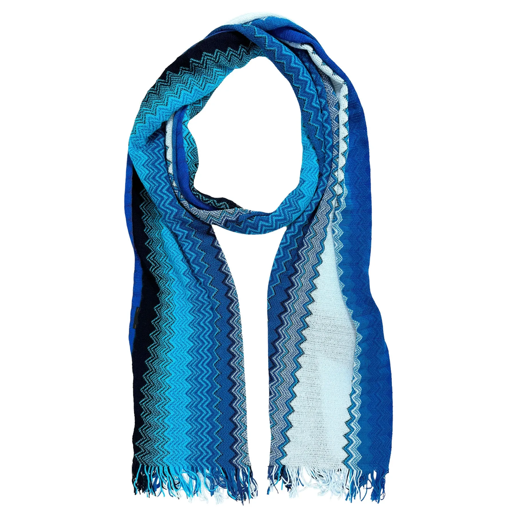 Missoni Scarf Blue Royal Blue Chevron Design - Women Designer Shawl