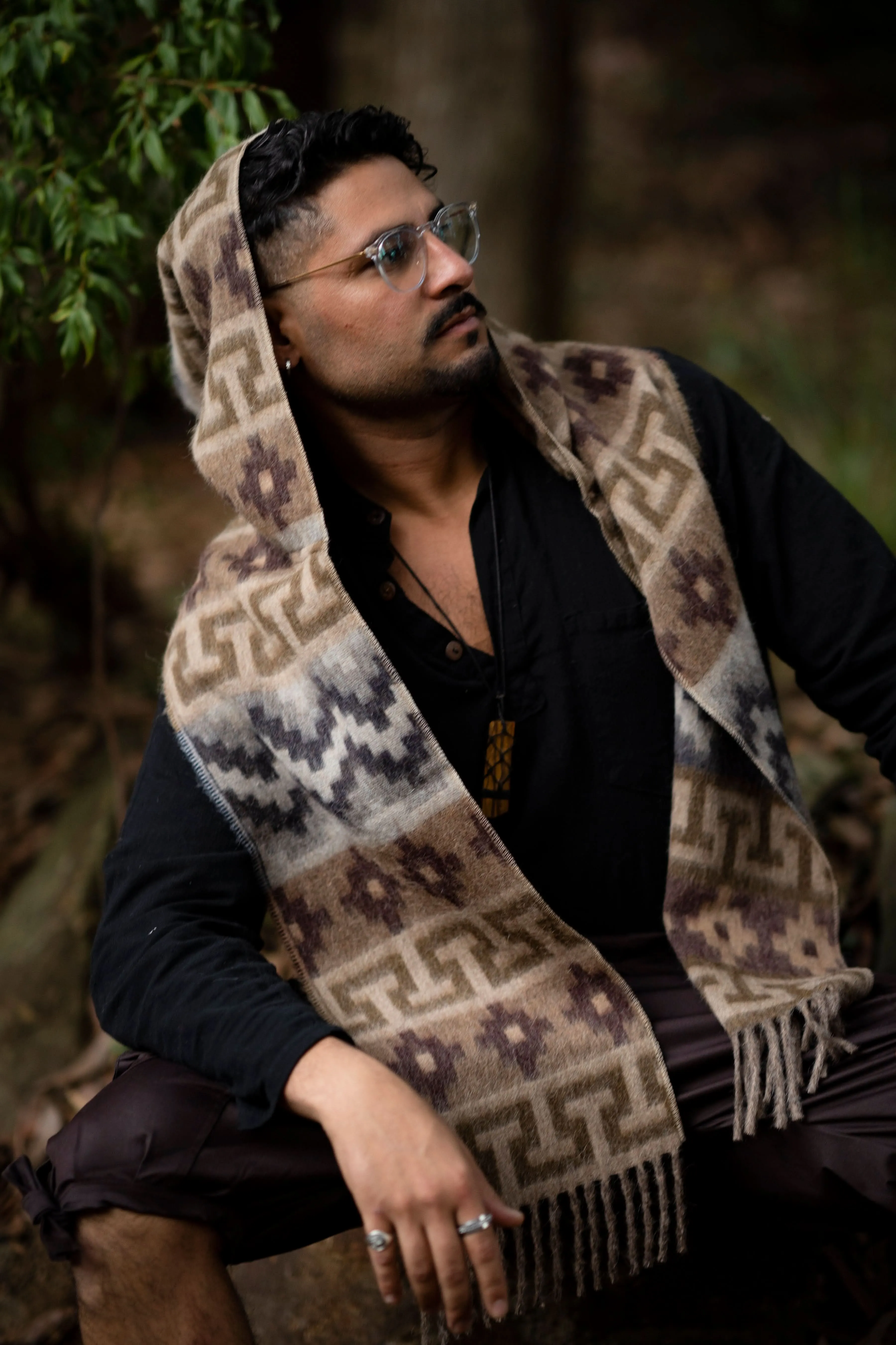 Mountain Alpaca Geometric Scarf for Men