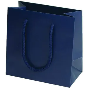 Navy Matte Rope Handle Euro-Tote Shopping Bags - 6.5 x 3.5 x 6.5