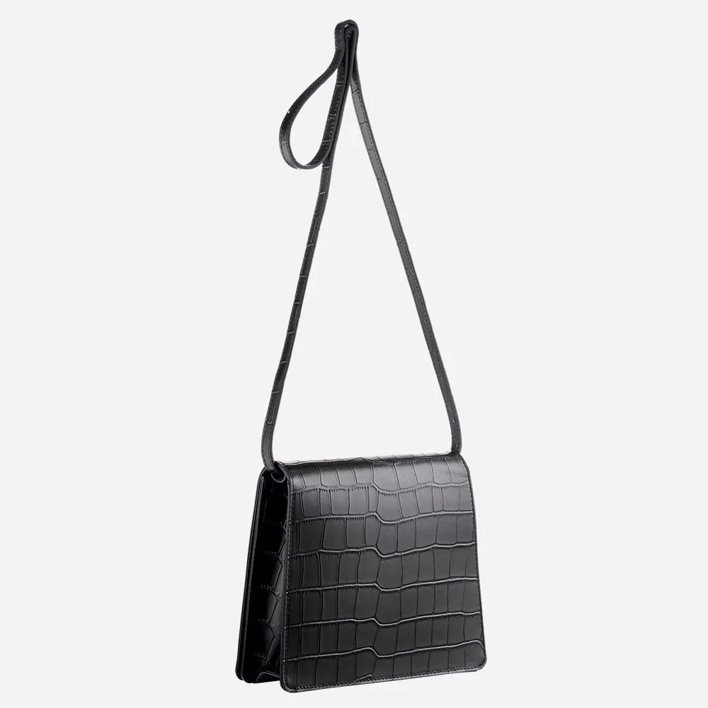 Nikki Willims Mione Knot Black Croc embossed leather bag