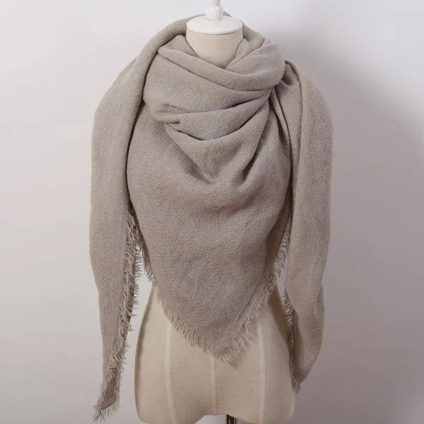 Oversize Solid Color Winter Square Scarf, XL Women Blankets,  Luxury Shawl 140cm x 140cm