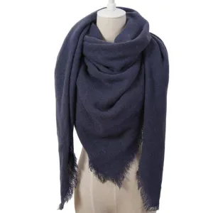 Oversize Solid Color Winter Square Scarf, XL Women Blankets,  Luxury Shawl 140cm x 140cm