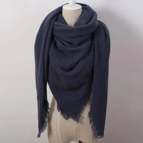 Oversize Solid Color Winter Square Scarf, XL Women Blankets,  Luxury Shawl 140cm x 140cm