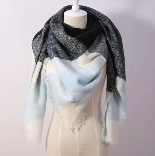 Oversize Solid Color Winter Square Scarf, XL Women Blankets,  Luxury Shawl 140cm x 140cm