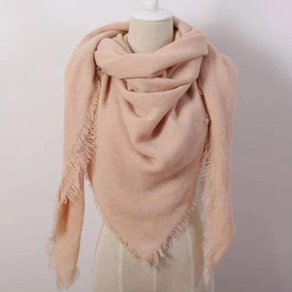 Oversize Solid Color Winter Square Scarf, XL Women Blankets,  Luxury Shawl 140cm x 140cm