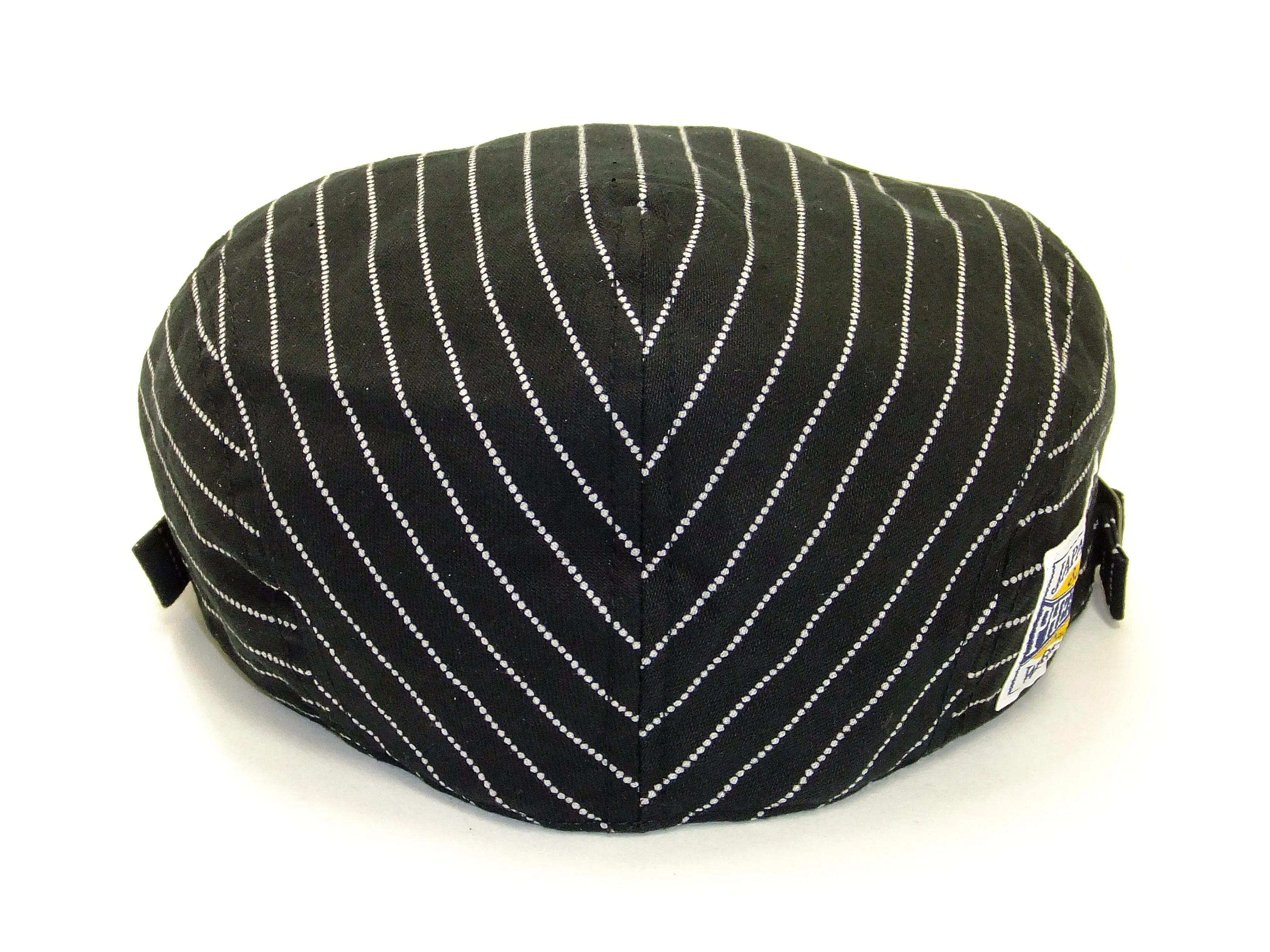 Pherrow's Men's Casual Vintage Style Wabash Stripe Flat Cap Made in Japan SHC1-W Black