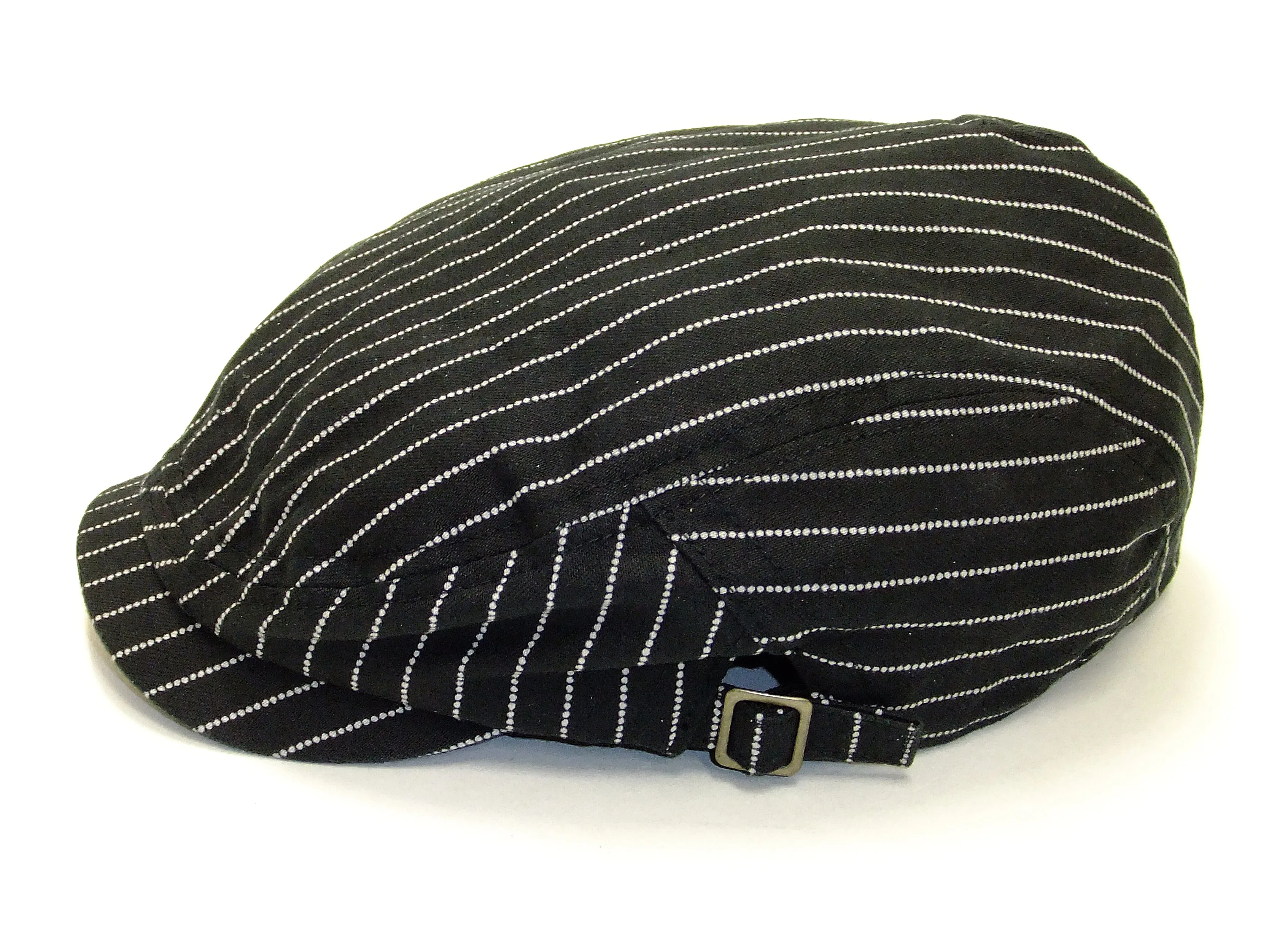 Pherrow's Men's Casual Vintage Style Wabash Stripe Flat Cap Made in Japan SHC1-W Black