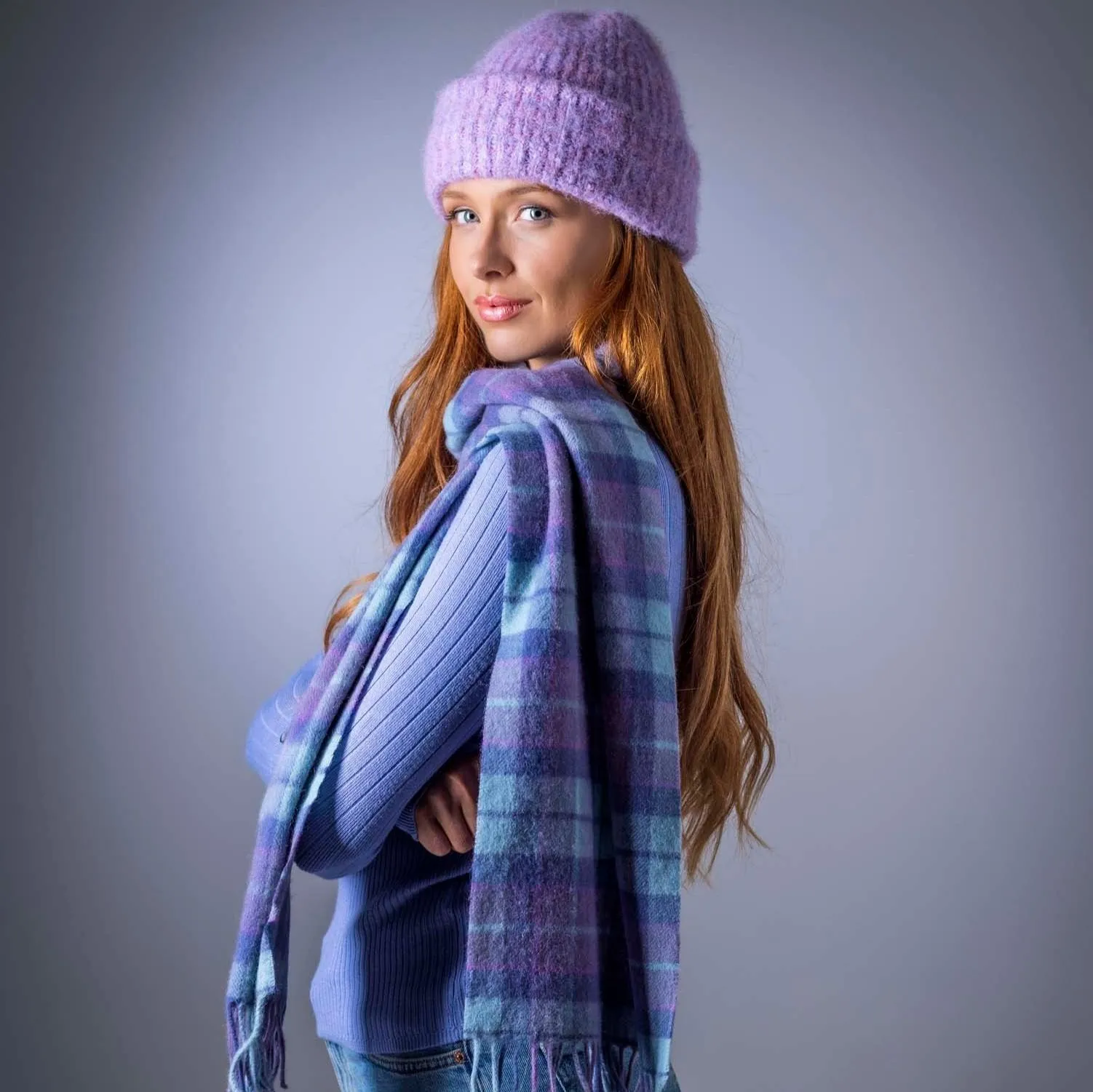 Pure Wool Tartan Check Scarf