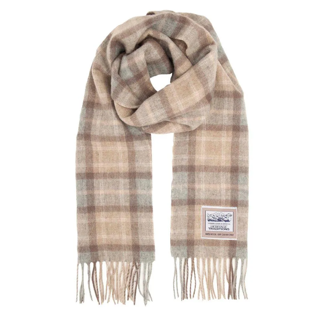 Pure Wool Tartan Check Scarf