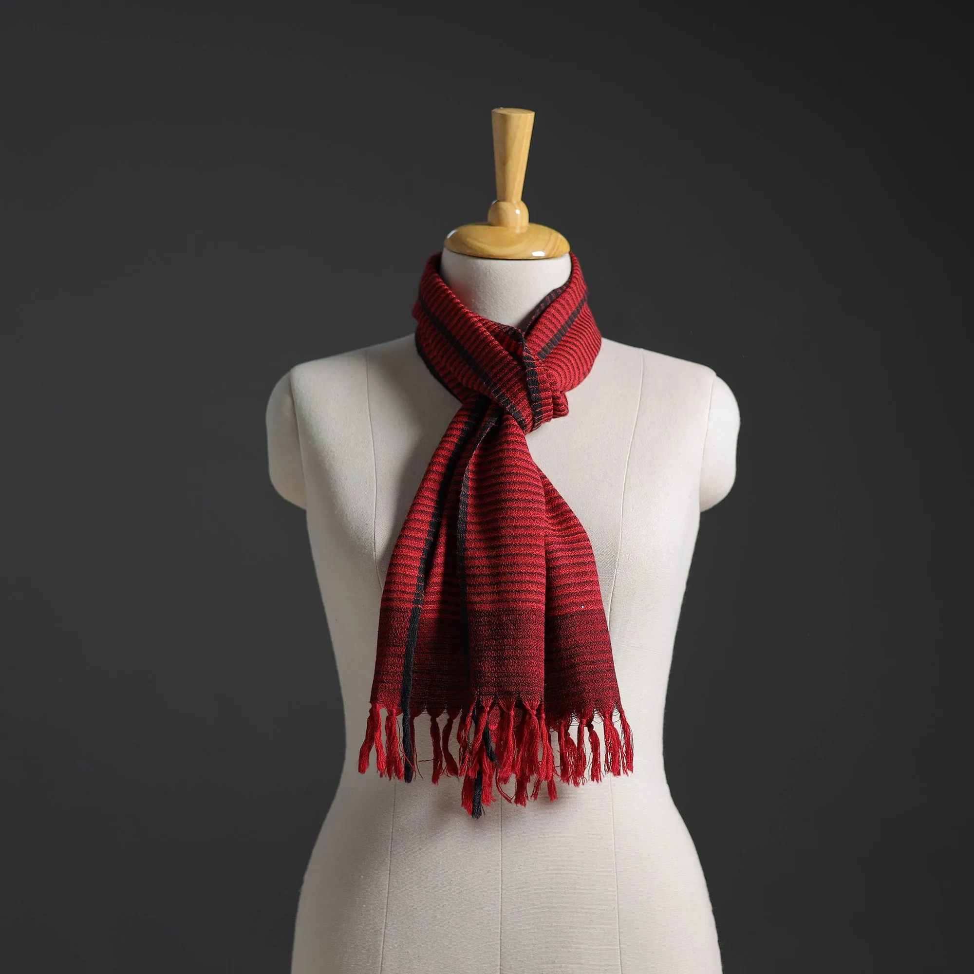 Red - Kumaun Handwoven Pure Merino Wool Scarf 264