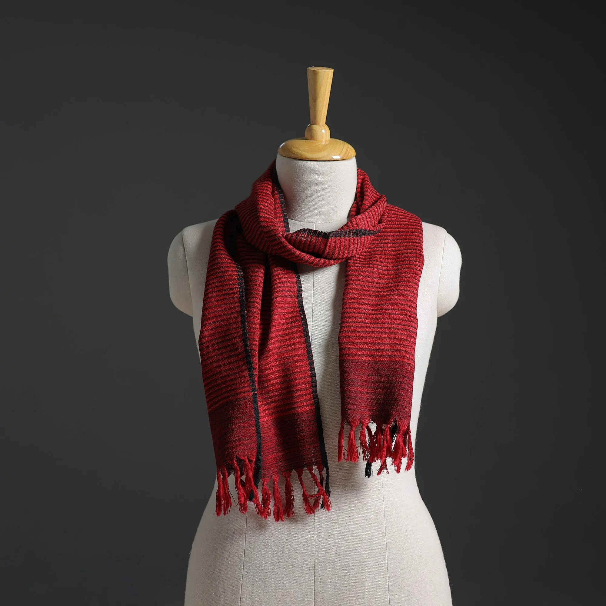 Red - Kumaun Handwoven Pure Merino Wool Scarf 264