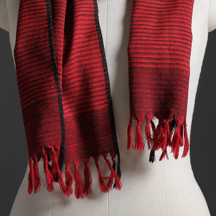 Red - Kumaun Handwoven Pure Merino Wool Scarf 264