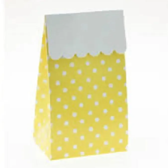 Sambellina Yellow with White Polka Dot Treat Bags - 12 Pkt