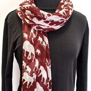 Scarf - Elephants Burgundy