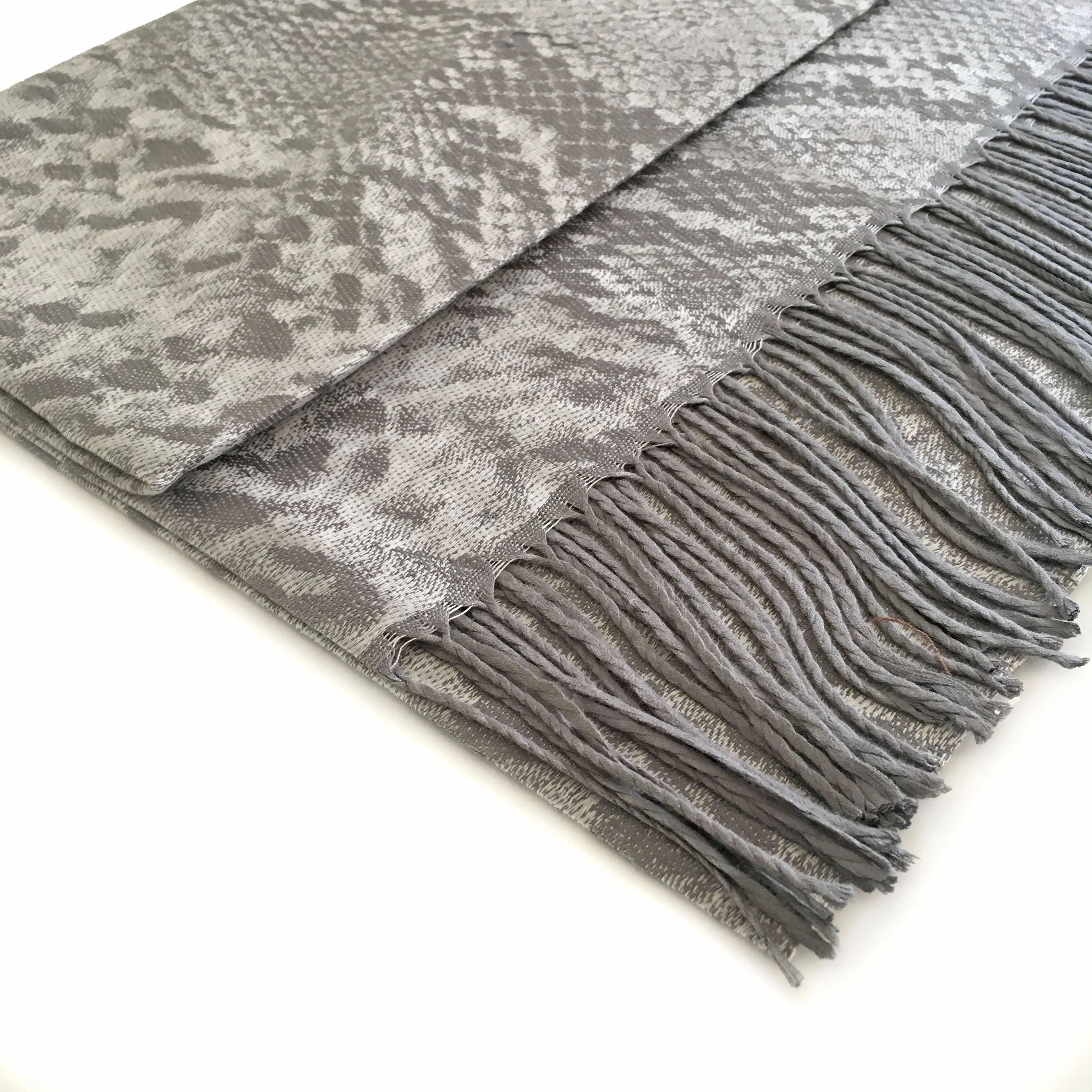 SILVER GREY LARGE SNAKESKIN PRINT REVERSIBLE PASHMINA SHAWL SCARF