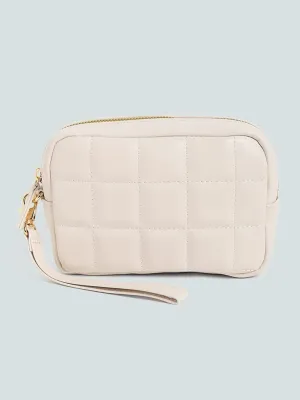 Studiowest Beige Quilted Square Pouch - Medium