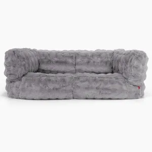 The 2 Seater Albert Sofa Bean Bag - Bubble Faux Fur Grey