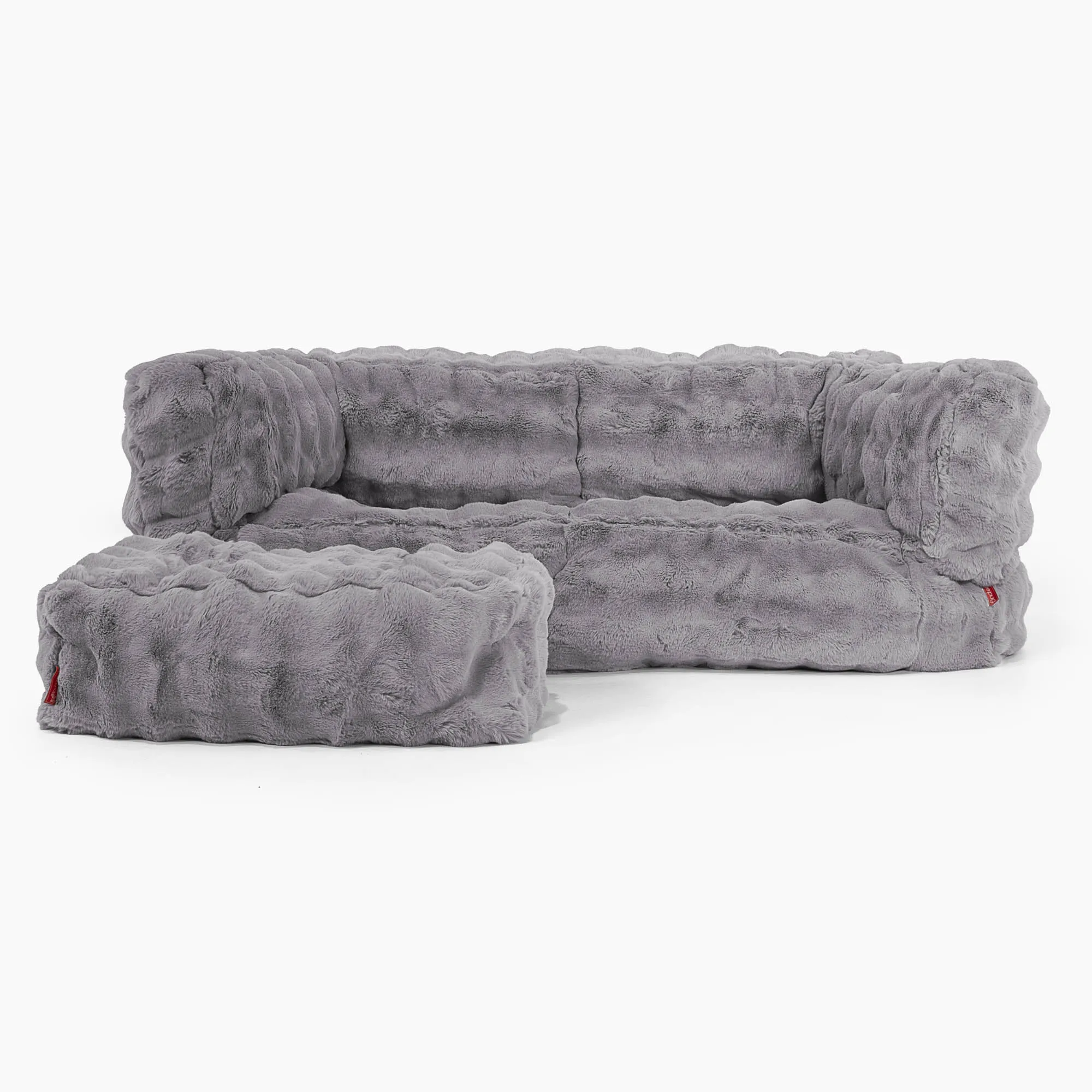 The 2 Seater Albert Sofa Bean Bag - Bubble Faux Fur Grey