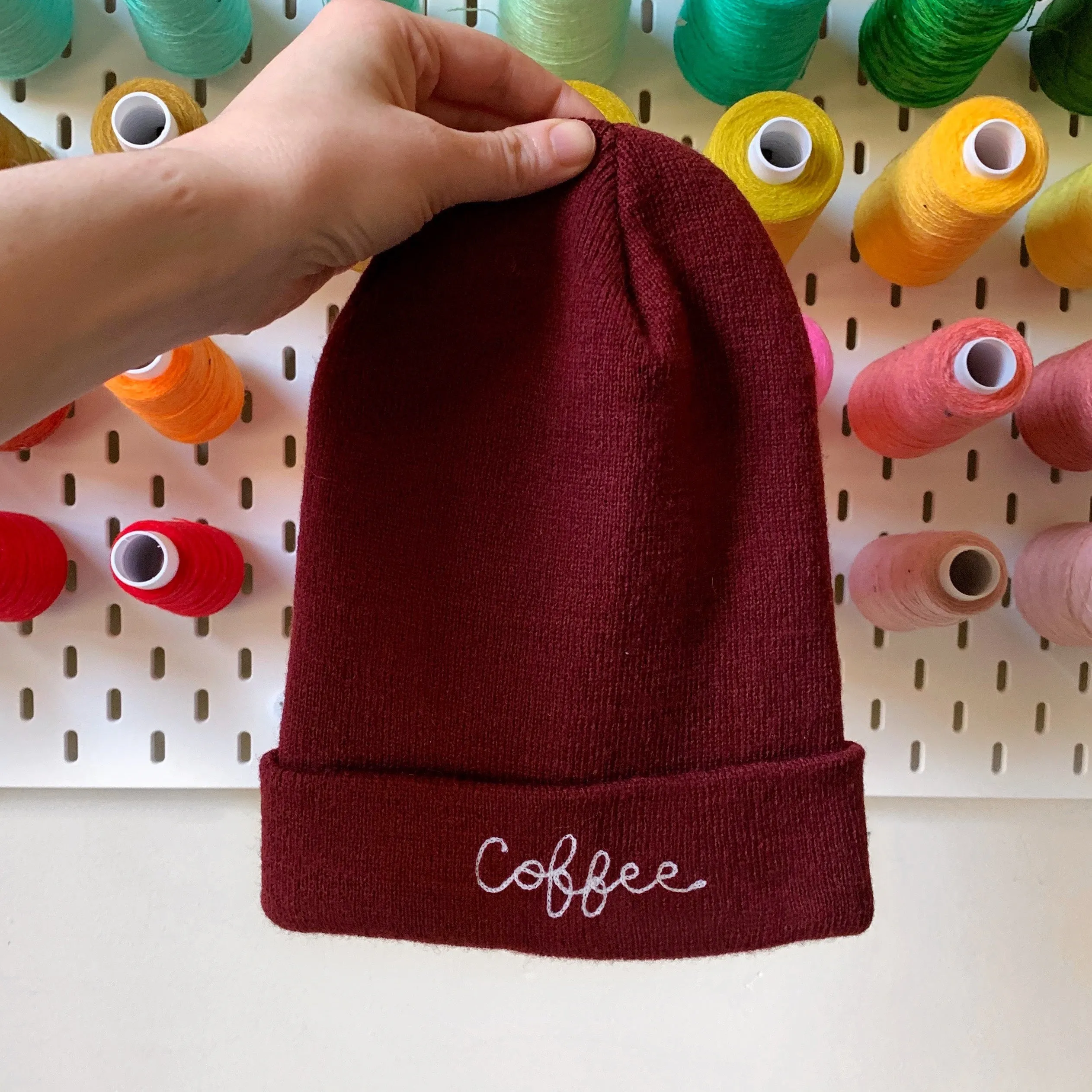 The Adult Chainstitch Beanie - Maroon