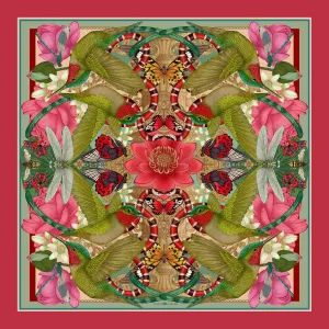 The Hummingbird & Lotus Silk Scarf | 65x65cm [Preorder]