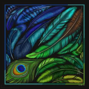 The Iridescent Feather Silk Scarf | 90x90cm