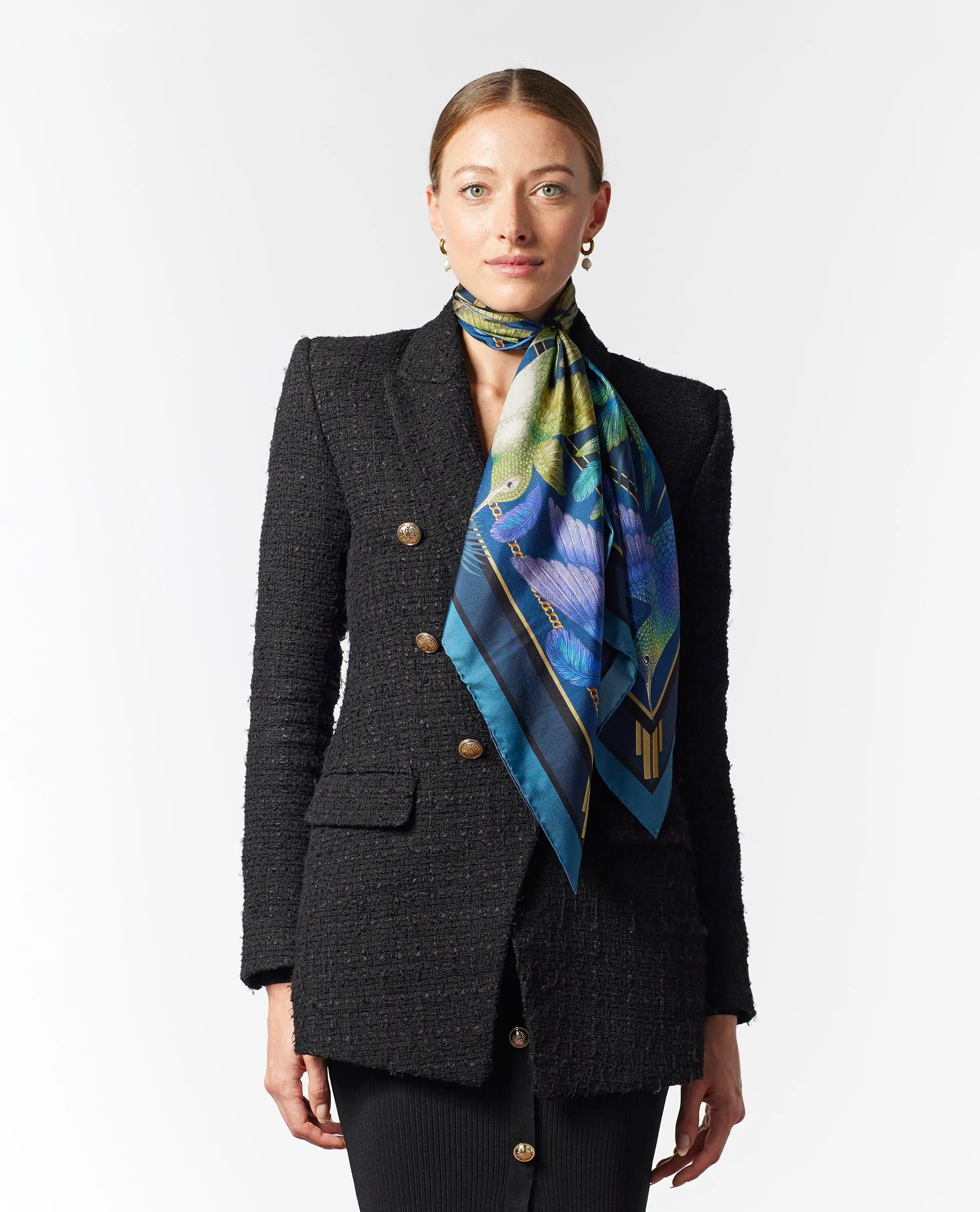 The Midnight Hummingbird Scarf | 130x130cm