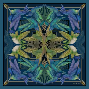 The Midnight Hummingbird Scarf | 130x130cm