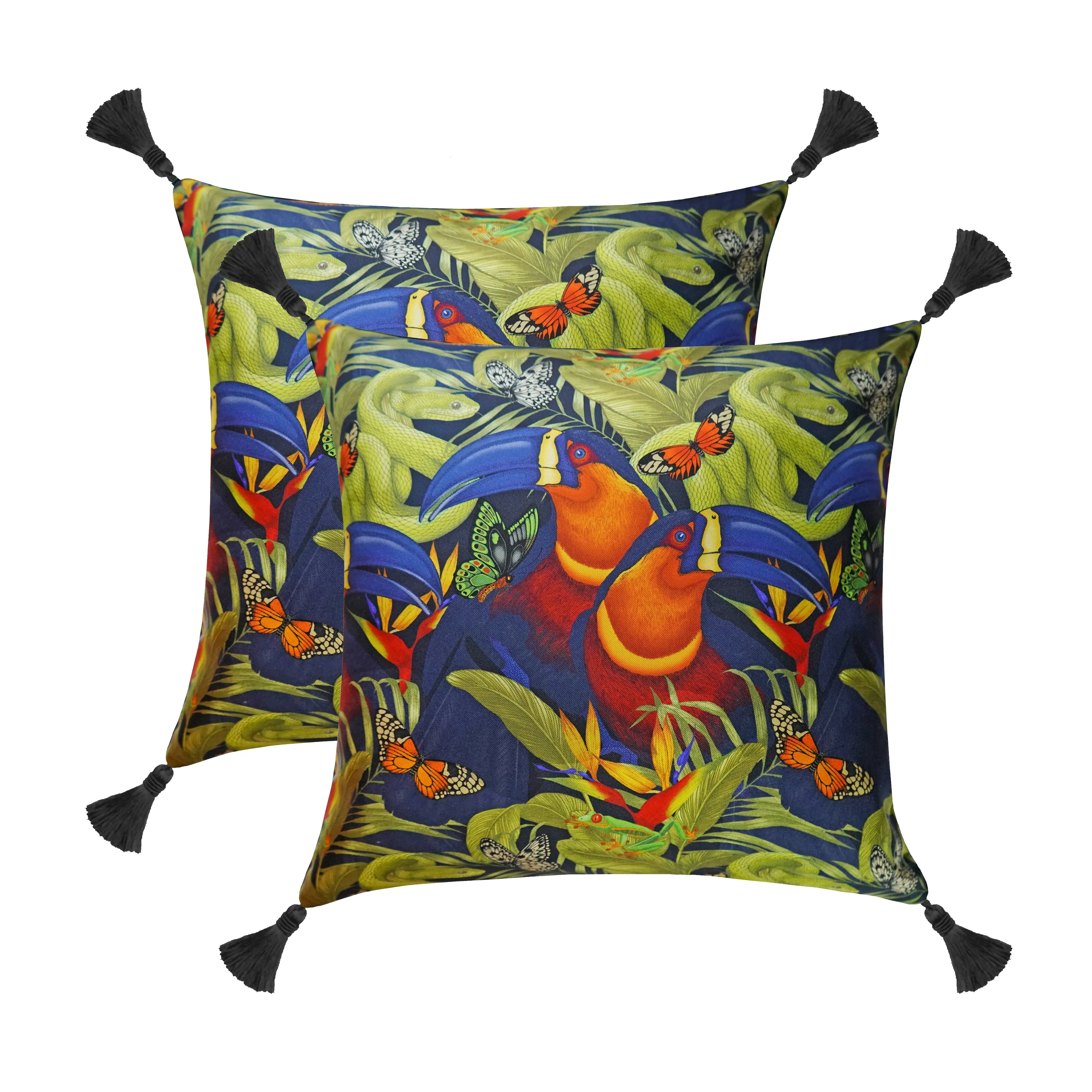 The Tropical Toucan Cushion Set | 45x45cm | Silk